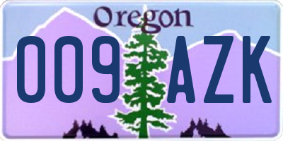 OR license plate 009AZK