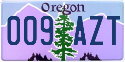 OR license plate 009AZT