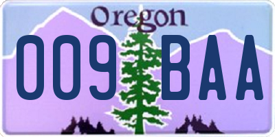 OR license plate 009BAA