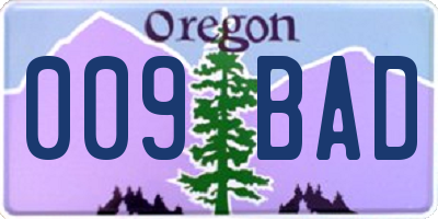 OR license plate 009BAD