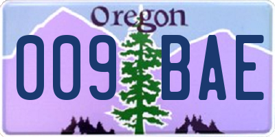 OR license plate 009BAE