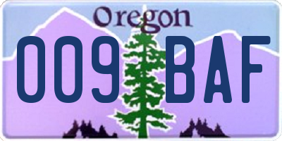 OR license plate 009BAF