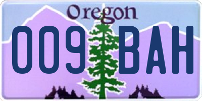 OR license plate 009BAH