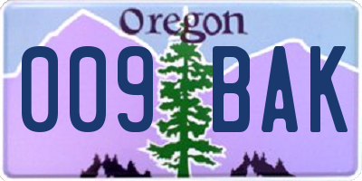 OR license plate 009BAK