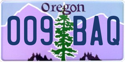 OR license plate 009BAQ