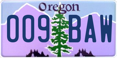 OR license plate 009BAW