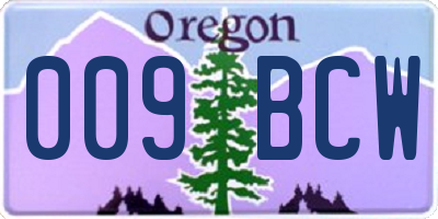 OR license plate 009BCW