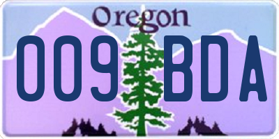 OR license plate 009BDA