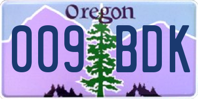 OR license plate 009BDK