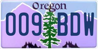 OR license plate 009BDW