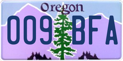 OR license plate 009BFA