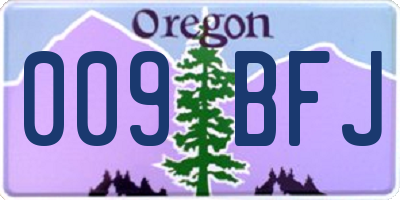 OR license plate 009BFJ