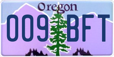 OR license plate 009BFT