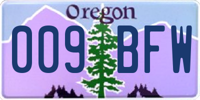 OR license plate 009BFW