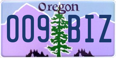 OR license plate 009BIZ