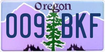 OR license plate 009BKF