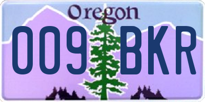 OR license plate 009BKR