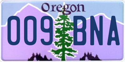 OR license plate 009BNA