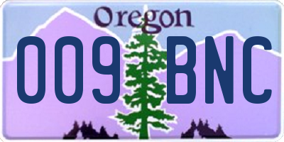 OR license plate 009BNC