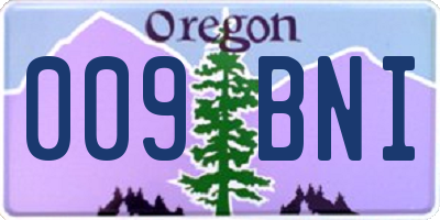 OR license plate 009BNI