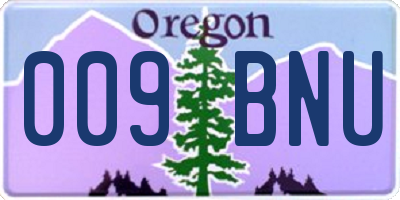 OR license plate 009BNU