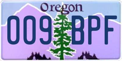 OR license plate 009BPF