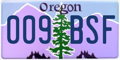 OR license plate 009BSF
