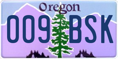 OR license plate 009BSK