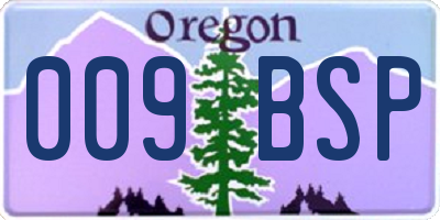 OR license plate 009BSP
