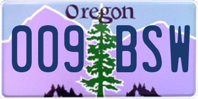 OR license plate 009BSW