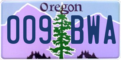 OR license plate 009BWA