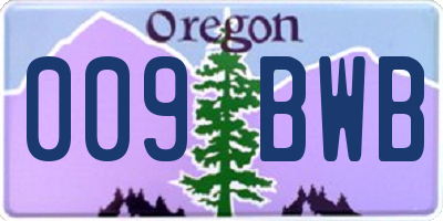OR license plate 009BWB