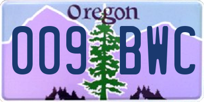 OR license plate 009BWC