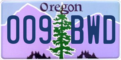 OR license plate 009BWD