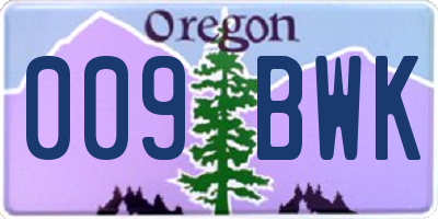 OR license plate 009BWK