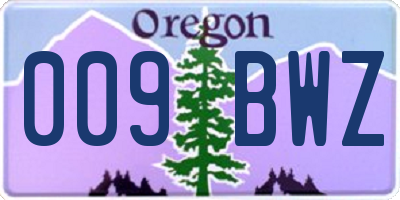 OR license plate 009BWZ