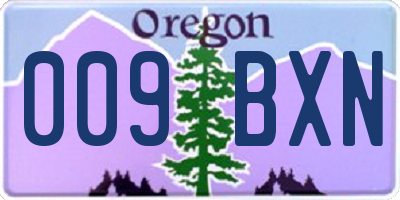 OR license plate 009BXN