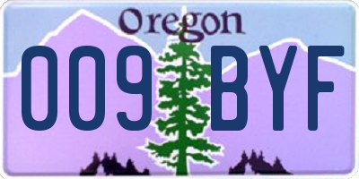 OR license plate 009BYF