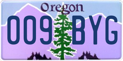 OR license plate 009BYG