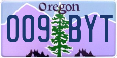 OR license plate 009BYT