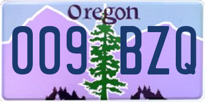 OR license plate 009BZQ
