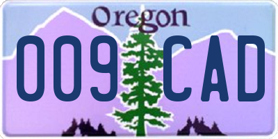 OR license plate 009CAD