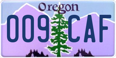 OR license plate 009CAF