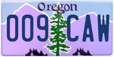 OR license plate 009CAW