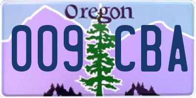 OR license plate 009CBA