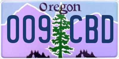 OR license plate 009CBD