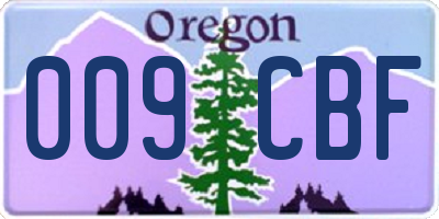 OR license plate 009CBF
