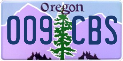 OR license plate 009CBS