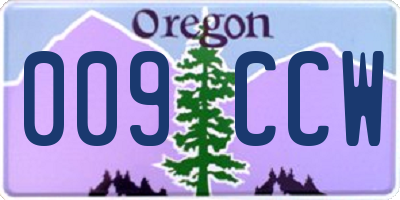 OR license plate 009CCW