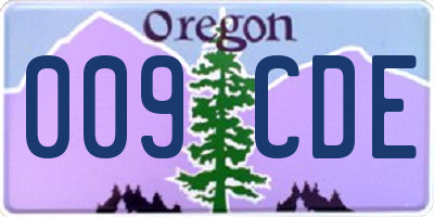 OR license plate 009CDE